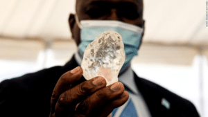 Botswana President with the diamond