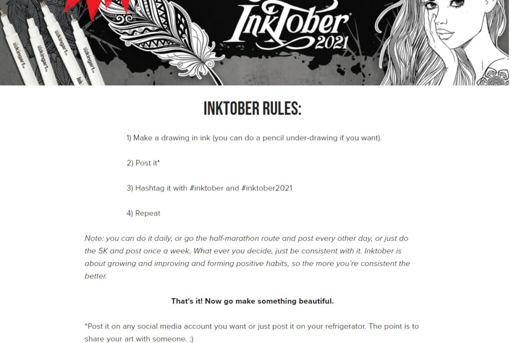 Le regole su come partecipare all'Inktober